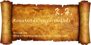 Kosztolánczi Holló névjegykártya